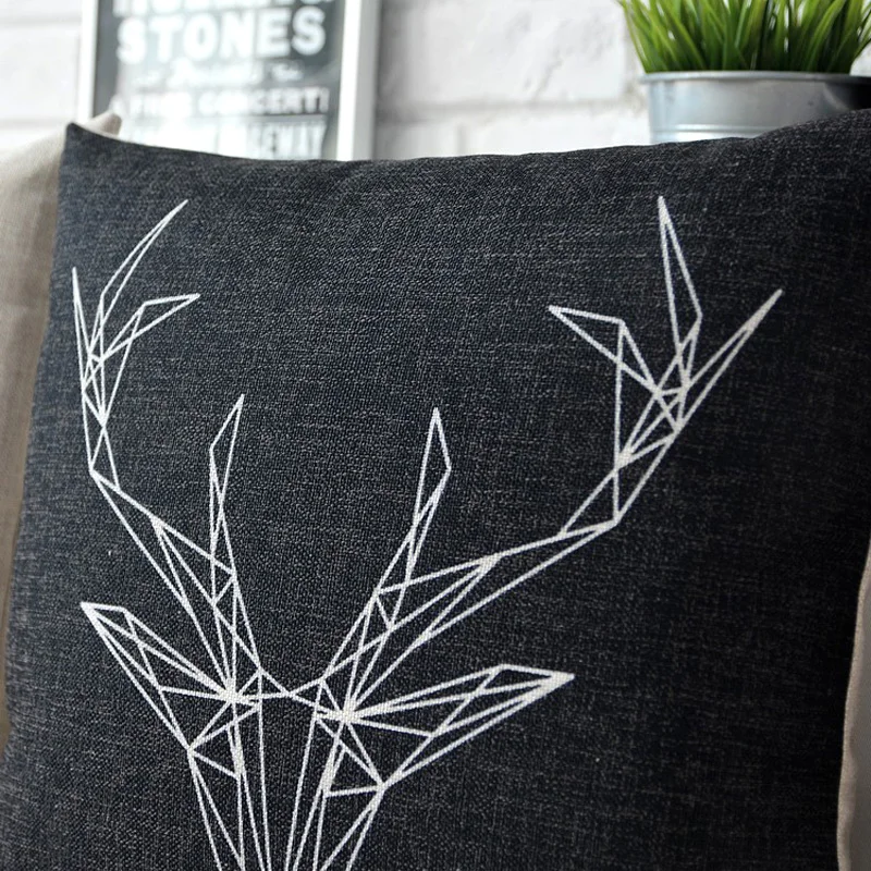 Простые льняные хлопковые наволочки в скандинавском стиле с геометрическим