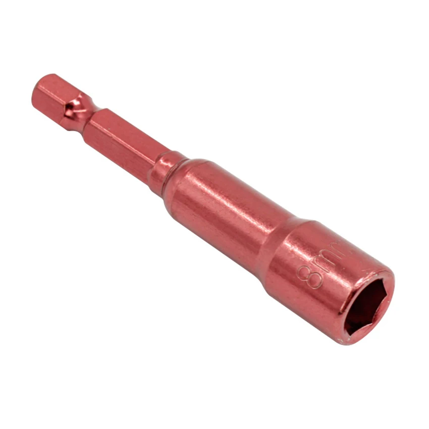 5PCS/Set 8mm CRV Magnetic Powerful Hex Socket Nut Setters Driver Extension Adapter 6.35mm Shank 65mm Long Spanner | Инструменты