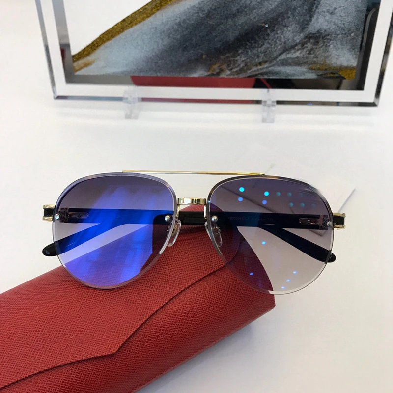 

New half frame T8200986 oval fashion gradient gray men's sunglasses