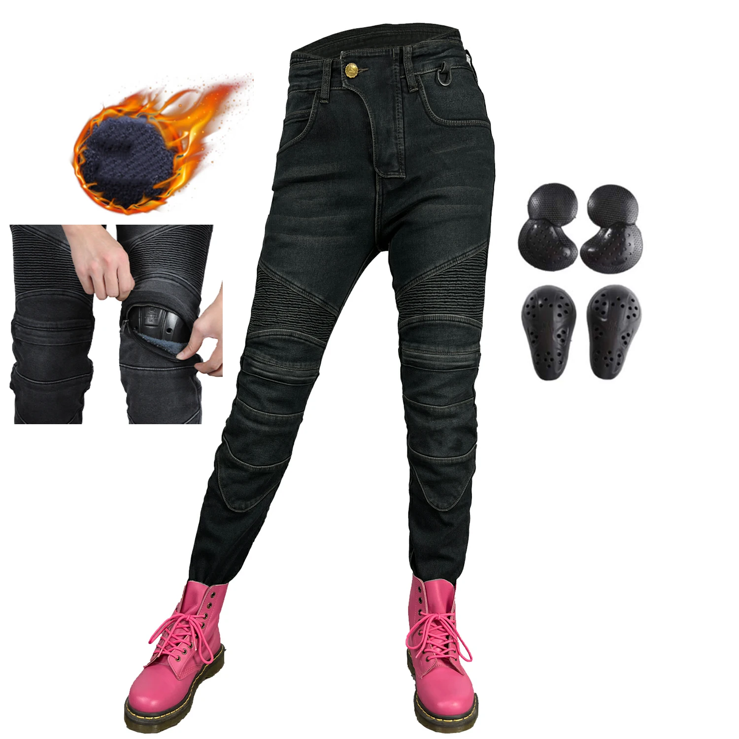 Женские мотоциклетные штаны для верховой езды зимние Бархатные джинсы