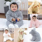 2021 новый осенний комбинезон для новорожденных мальчиков и девочек, одежда из полиэстера с рисунком, теплая зимняя верхняя одежда для малышей, пижамы с капюшоном