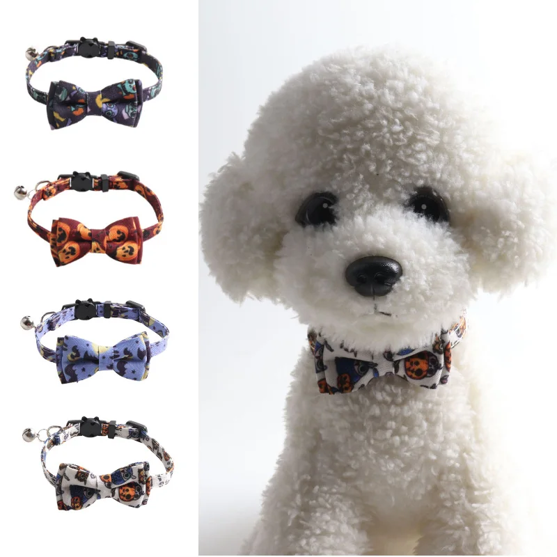 

Pet Halloween Collar Kitten Puppy Cute Bow Neck Ring With Bell Anti-Lost Cat Dog Decoration Supplies Collar Gato