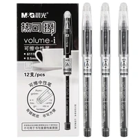 mg akp61115 12pcslot erasable pen erasable pens with eraser gel ink pen 0 5mm writes erases refill for school black blue