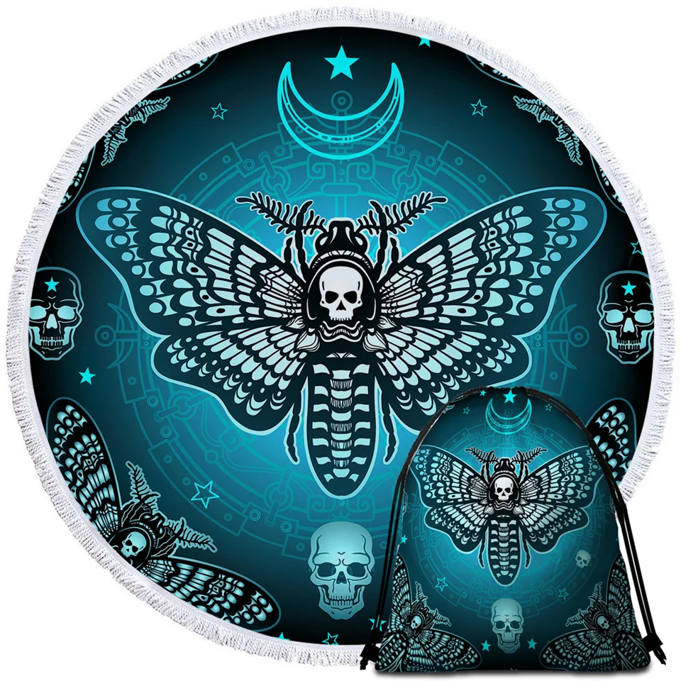 Постельное белье Outlet Death Moth круглое пляжное полотенце Готический Череп полотенце большое для взрослых бабочка Toalla кисточкой Луна галактика коврик для пикника