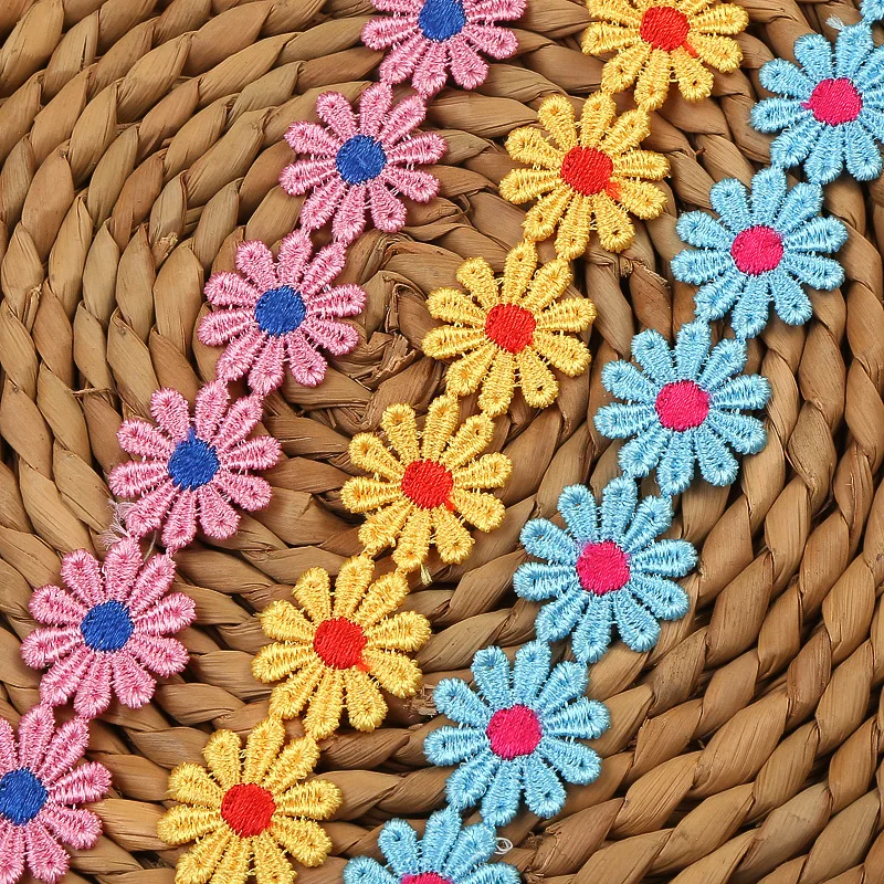 

40Yds Handmade Lace Ribbon 25mm Cute Fabric Flower Trimmings for Sewing Accessories Dress Decoration DIY Craft Supplies