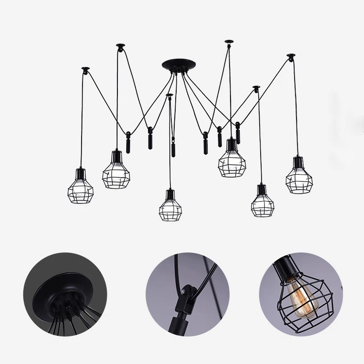 Винтажная люстра паук для ресторана креативная лампа E27 в стиле индастриал