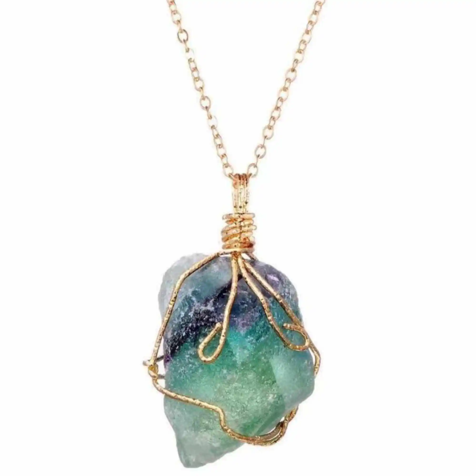 

Fashion Natural green raw gemstone spar pendant gold necklace Practice Chain Calming spread Thanksgiving Day Cuff Fancy Lucky