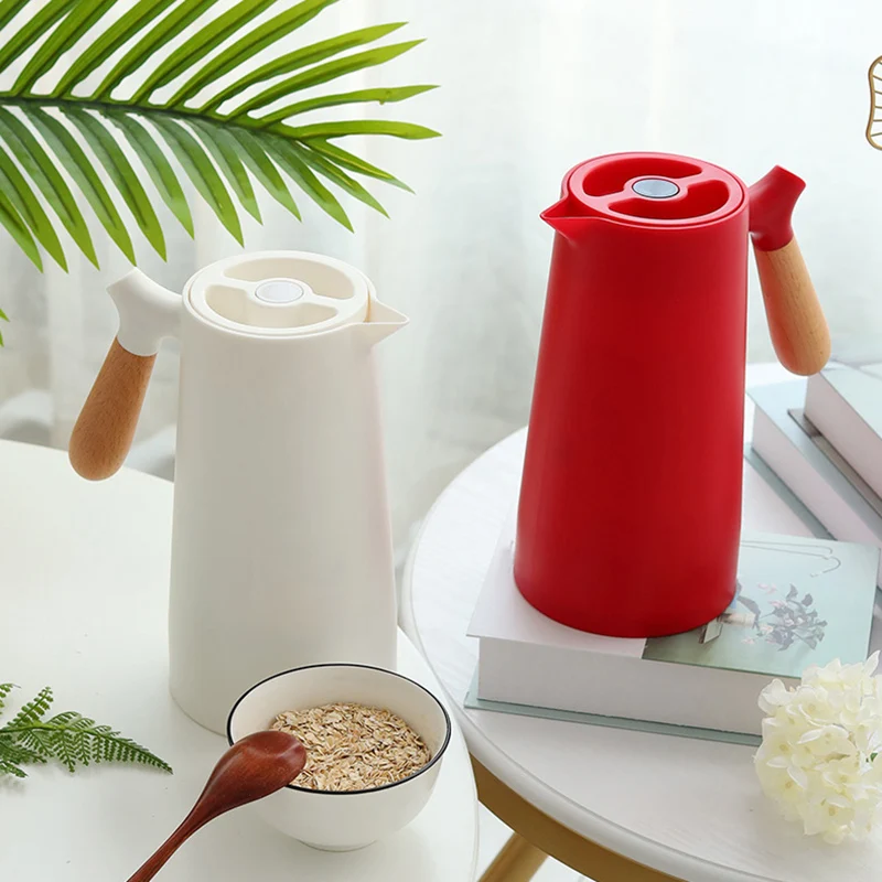 

HOT-1L Glass Liner Vacuum Flask Hot Water Jug Home Office Insulation Leakproof Hot Water Pot for Coffee Tea Thermal