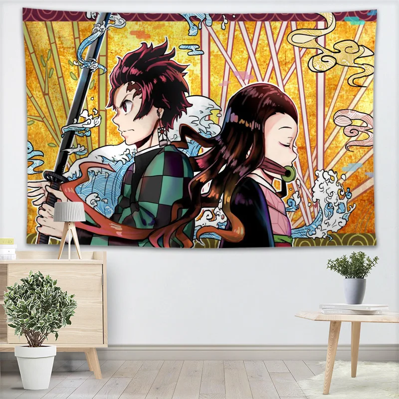 Настенный гобелен в стиле аниме Kimetsu No Yaiba подвесные гобелены тканевый фон для