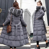 winter women down jacket long hooded fashion snow clothing warm cotton padded long sleeve parkas down coat for female 734
