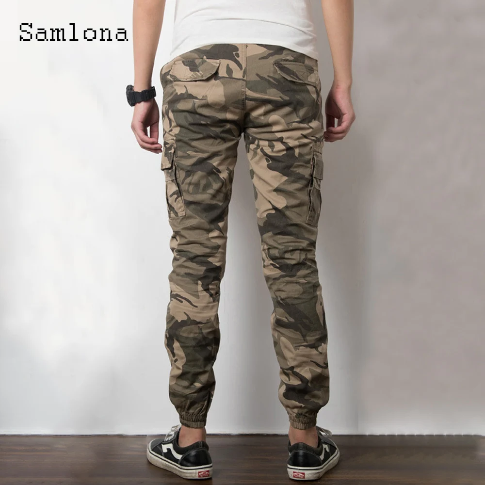 Samlona Plus Size Mens Fashion Camouflage Pants 2021 Latest Autumn Biker Pants Male Pockets Design Trouser Outdoor Casual Pant images - 6