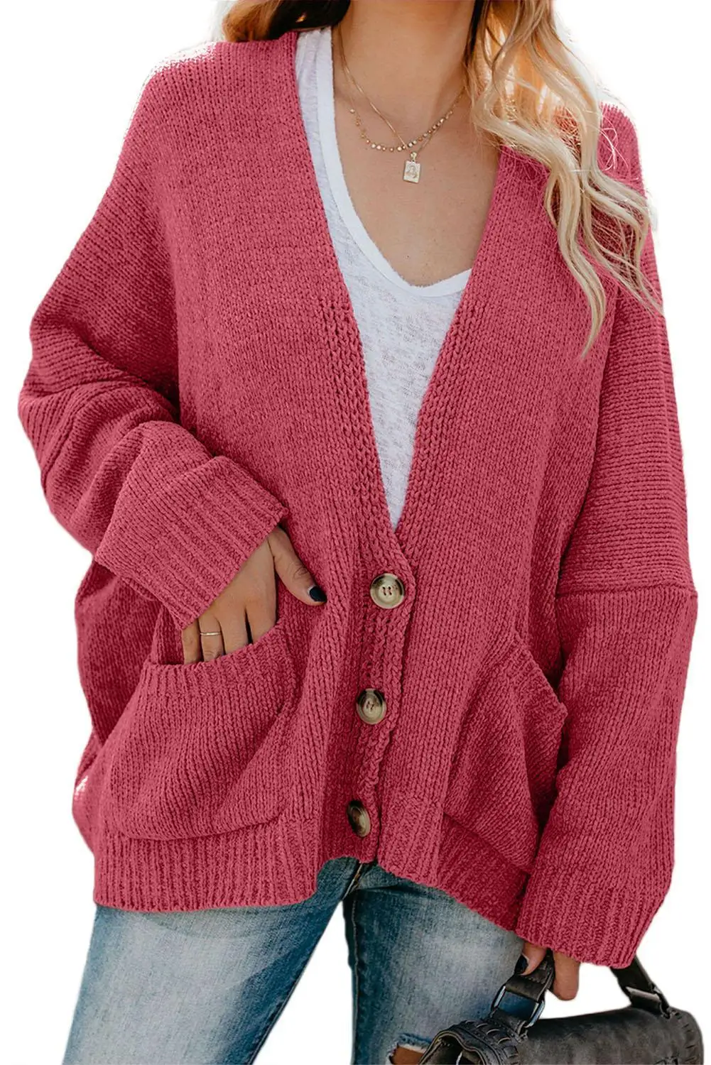 Красный/черный/серый/коричневый/небесно голубой свитер кардиган на пуговицах