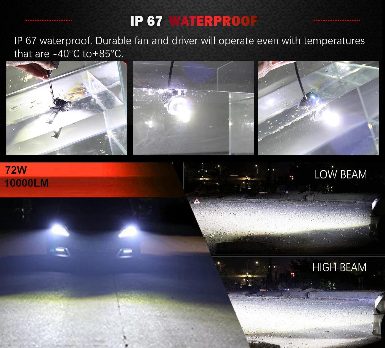 BraveWay Turbo LED Light Canbus H4 H7 LED H1 H8 H11 LED Bulbs Mini Car Headlight Lamp 10000LM 72W Auto Headlamp 12V 24V 6500K