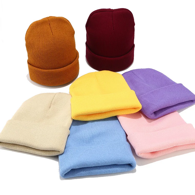 Зимняя шапка женская однотонная Классическая дизайнерская шерстяная вязаная
