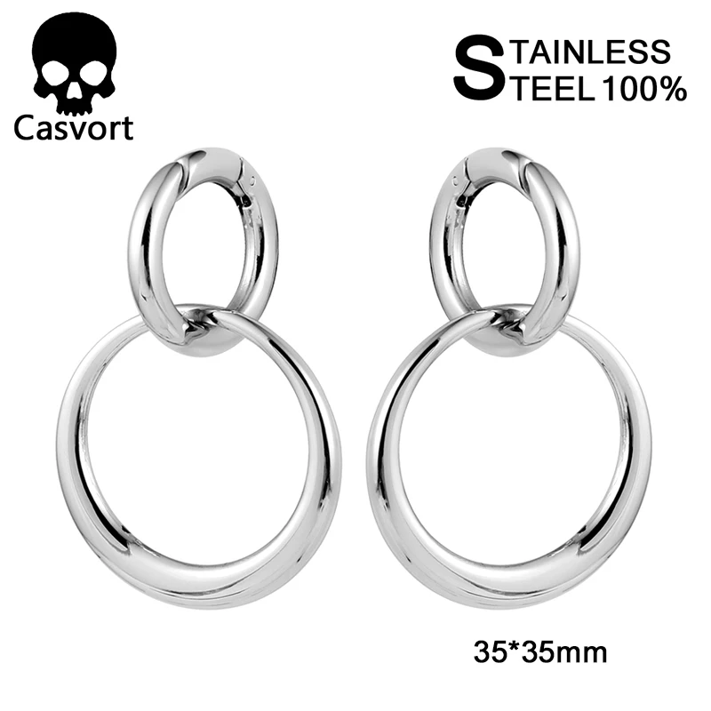 silver 2 Casvort Новое поступление нержавеющая сталь 316 L 4 мм ушные измерители пирсинг тоннели ювелирные изделия для тела 2 шт Лот пара - Окраска металла: silver 2
