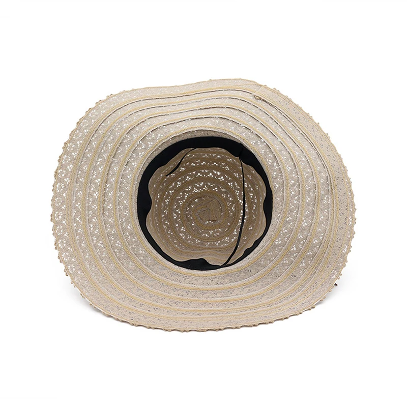 New female basin fisherman bucket hat women soft and foldable hollow lace woven straw hat dome sun hat gorro de pescador Lace