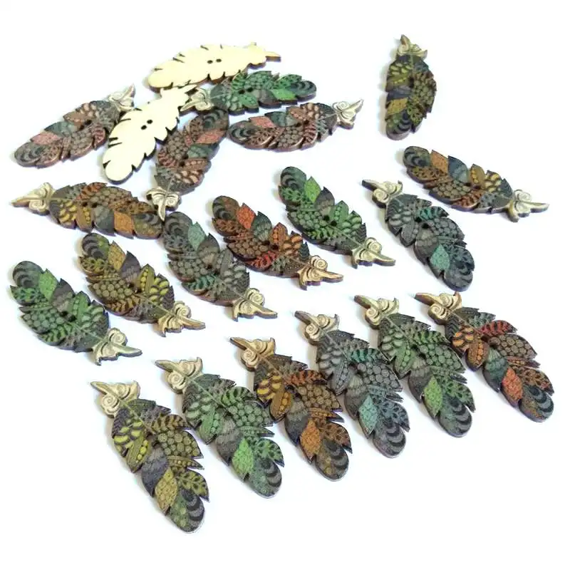 

50pcs/pack feather Pattern buttons Vintage decorative Sewing Buttons for Scrapbook Handmade Craft Supplies