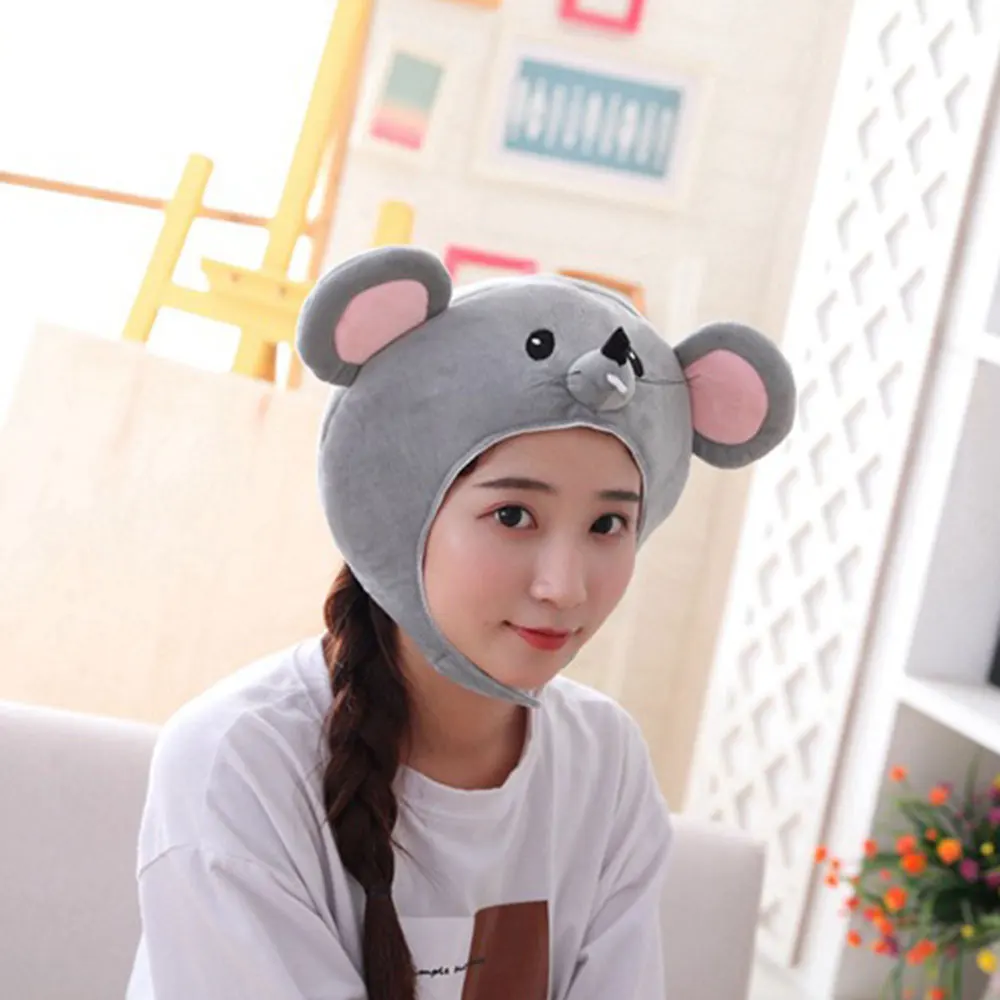 New Cartoon Plush Faux Fur Animal Rat Hat Cute Cap Soft Warm Winter Head Wear Fun Beanie Fleece Lining Headwear | Игрушки и хобби