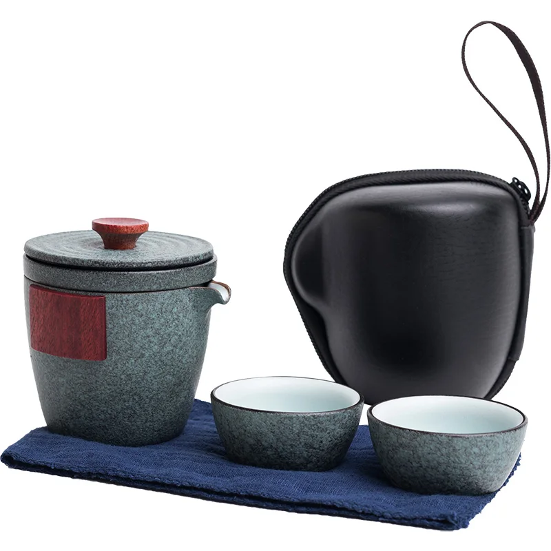 LUWU керамический чайник Gaiwan с 2 чашки и чайные наборы цзялэ(Портативный Путешествия Чайный сервиз с дорожная сумка