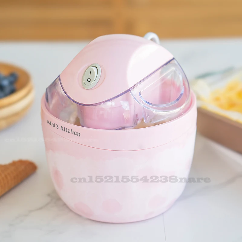 220V-204V/7.5W Mini Portable Ice Cream Machine 500ML Home Automatic Children's Ice Cream DIY Machine Dessert Maker Tool