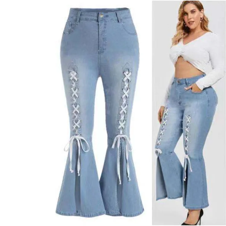 

Light Blue Color Summer Jeans Pants for Women High Waist Jean Femme Big Size Trousers Pantalon pour Femme Baggy Jeans Femal