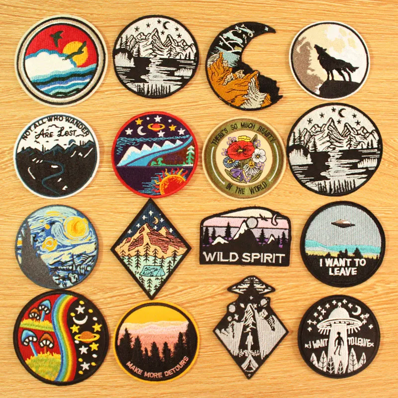 Нашивки с вышивкой в виде гор морские полосы|Заплатки| |