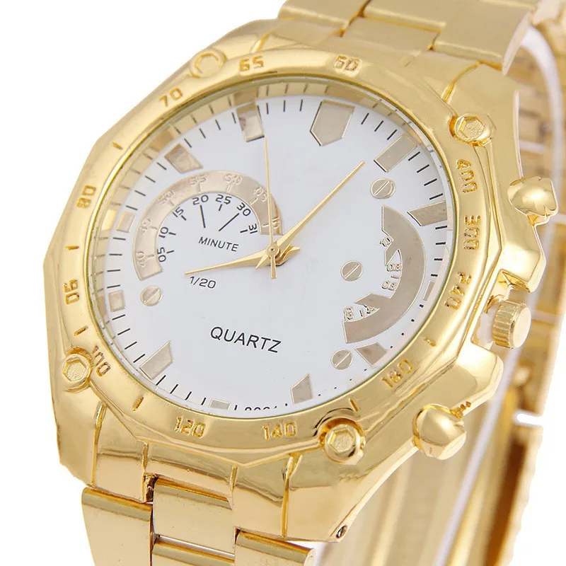1 шт. мужские золотые модные роскошные брендовые кварцевые наручные часы