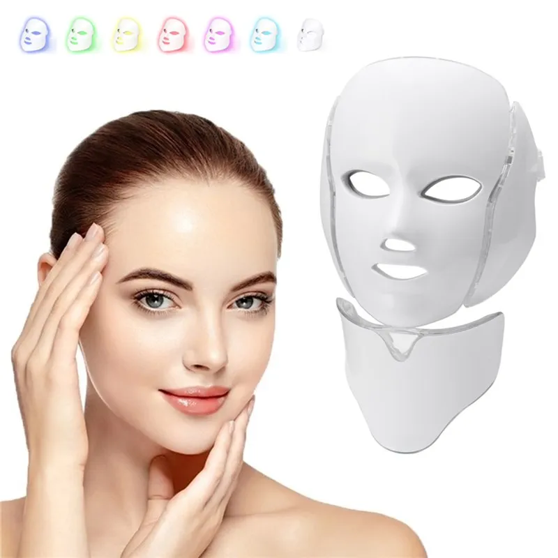 

Светильник ящаяся светодиодная маска для ухода за кожей лица, 7 цветов, светодиодсветодиодный фотонная терапия, омоложение кожи, удаление м...