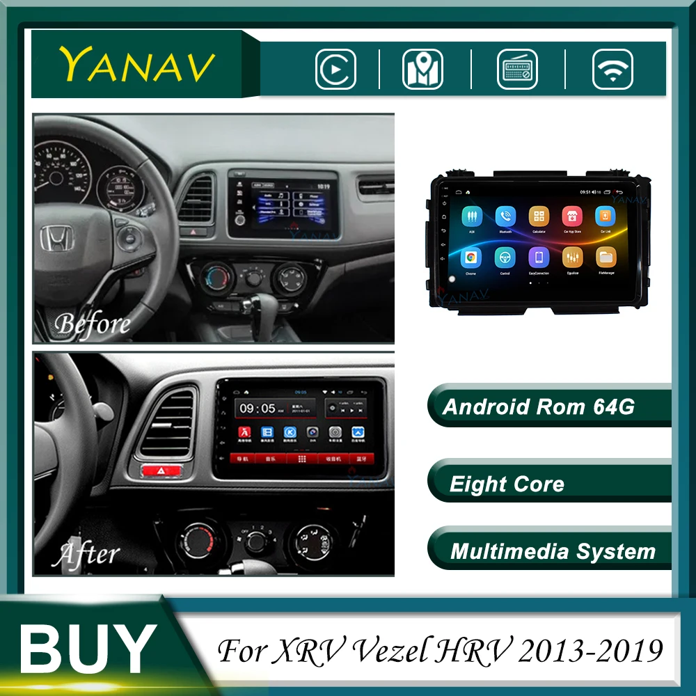 

Автомагнитола с GPS-навигацией, 360 Камер, Android, для Honda XRV Vezel HRV 2013-2019, стереоприемник, мультимедийный плеер с Carplay