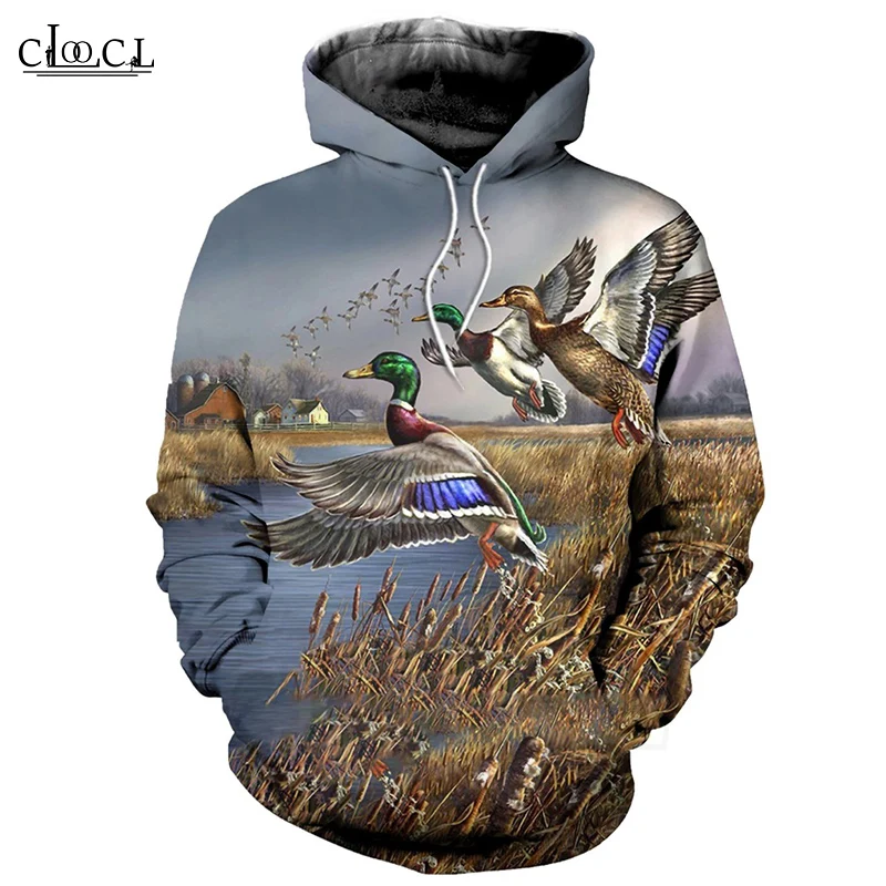 Толстовки с капюшоном CLOOCL 3D принт животными охотничьи утки толстовки на молнии