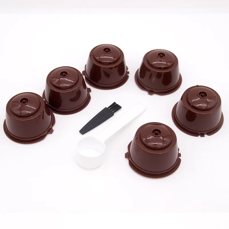 

6Pcs Coffee Capsule Filter Capsule Fit DOLCE GUTSO Filter Coffee Filter with Scoop Brush Reusable Brewing Filter Coffeeware