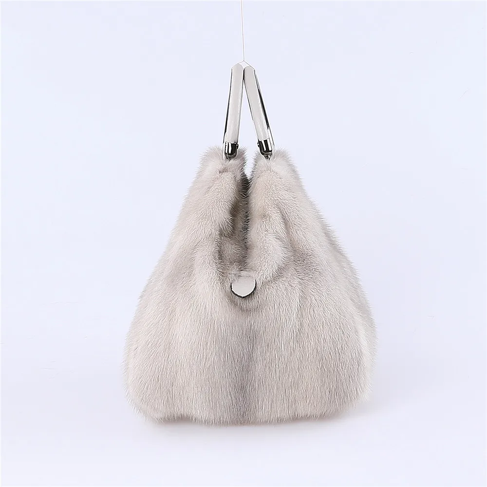New Arrival Tote Women Handbag New Fashion Plush Bag Real Mink Fur Bag