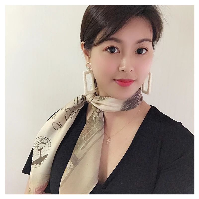 Модный квадратный шелковый шарф 70*70 см Женская повязка на голову модные шейные