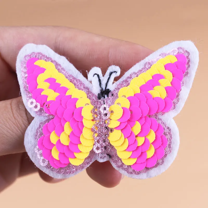 Наклейки с бабочками нашивки блестками и вышитые для одежды аппликация в полоску