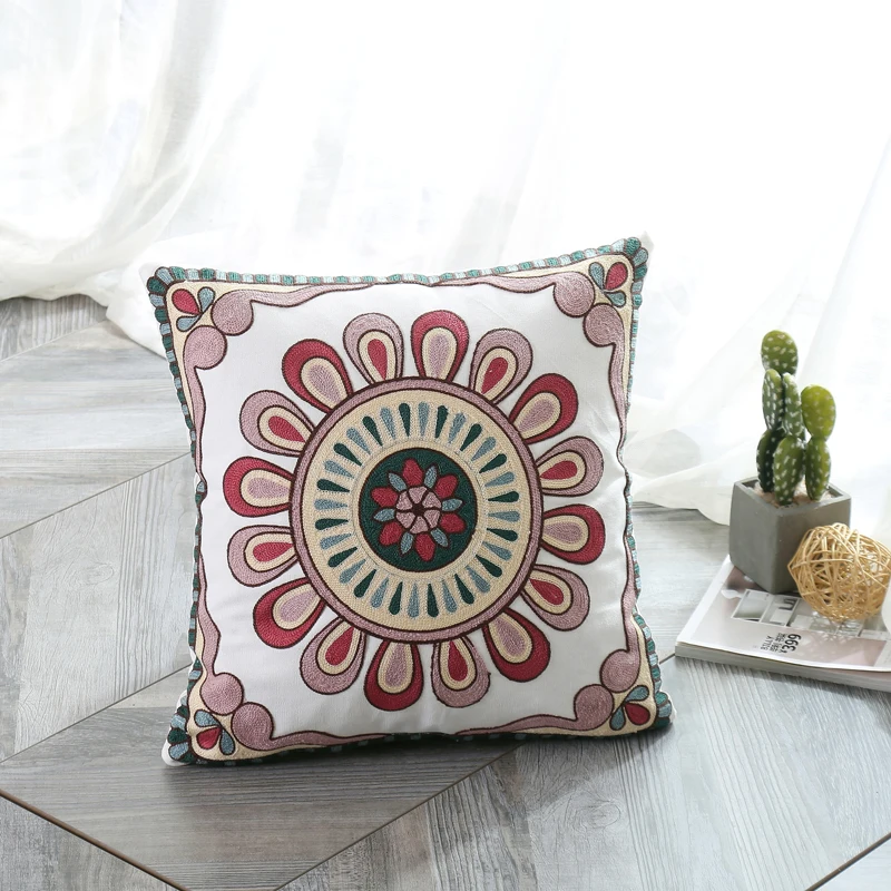 Чехол для подушки с цветочной вышивкой Boho frida 45*45 см квадратный чехол