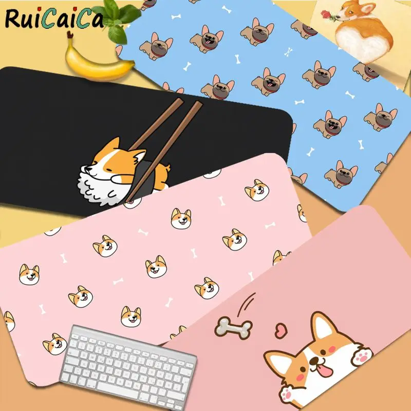 

Игровой коврик для мыши RuiCaiCa, компьютерный коврик для мыши с милыми валлийскими корги и животными, с большими краями и скоростной блокировк...