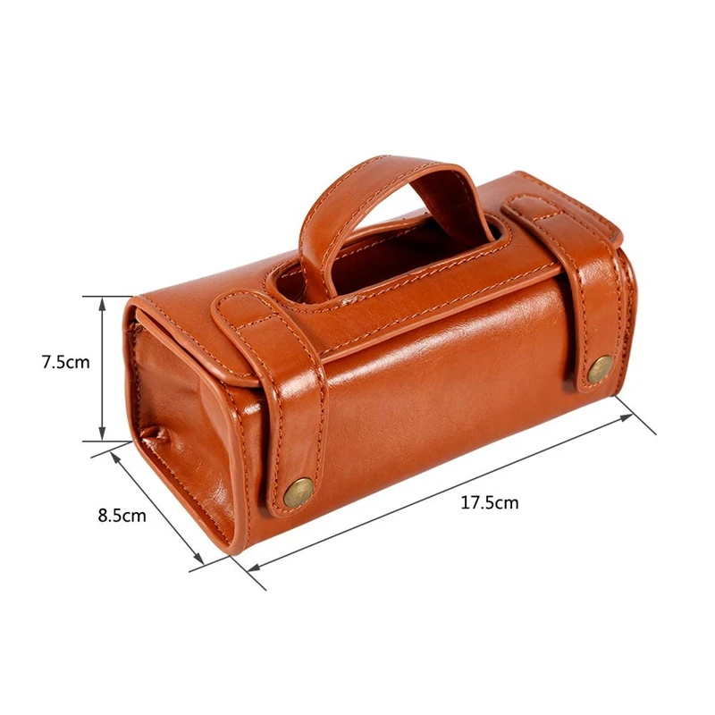 Brown PU Leather Men's Cosmetic Pouch Fashion Waterproof Shaving Brush Razor Travel Toiletry Bag | Дом и сад