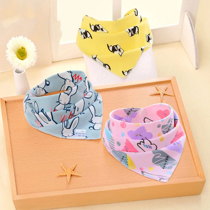 

New Design Baby Bibs Infants Bandana Cute Cartoon Animal Print 100% Cotton Newborn Baby Infant Girls Boys Toddler Triangle Scarf