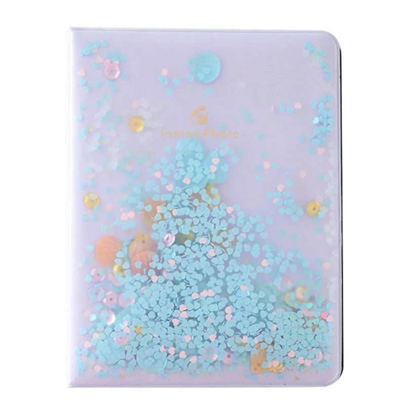 3 дюйма Quicksand Sequin 64 карманы Instax Мини-пленка фотоальбом для FujiFilm Instax Mini 8, Mini 9 7s 50 90 Fuji фильмы бумага - Цвет: Blue Quicksand