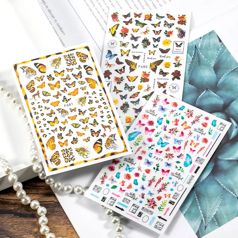 

1pc 12.3*7.6CM Holographic 3D Butterfly Nail Art Stickers Adhesive Colorful DIY Nail Decals Stickers for Nails Wraps Decorations