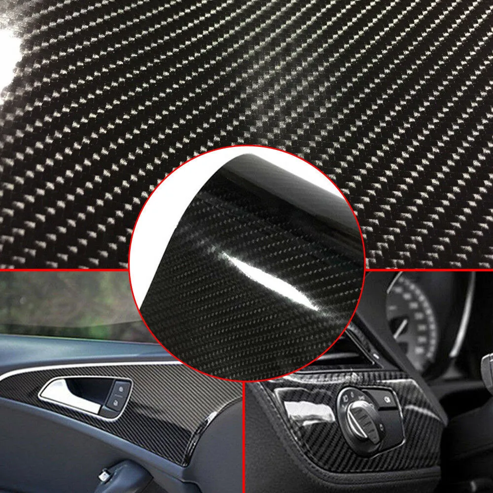 1pc Car Sticker Car Wrapping Carbon Fiber Black High Quality Replacement