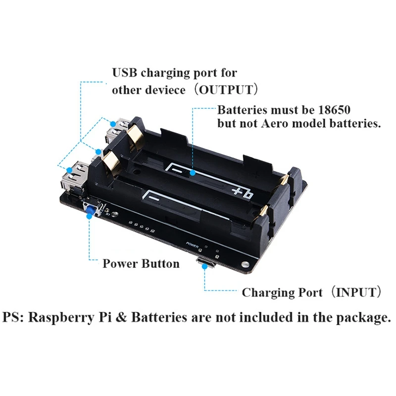 18650 UPS с RTC &amp Coulometer Pro устройство питания Расширенный два USB-порта для Raspberry Pi 4 B / 3B +/