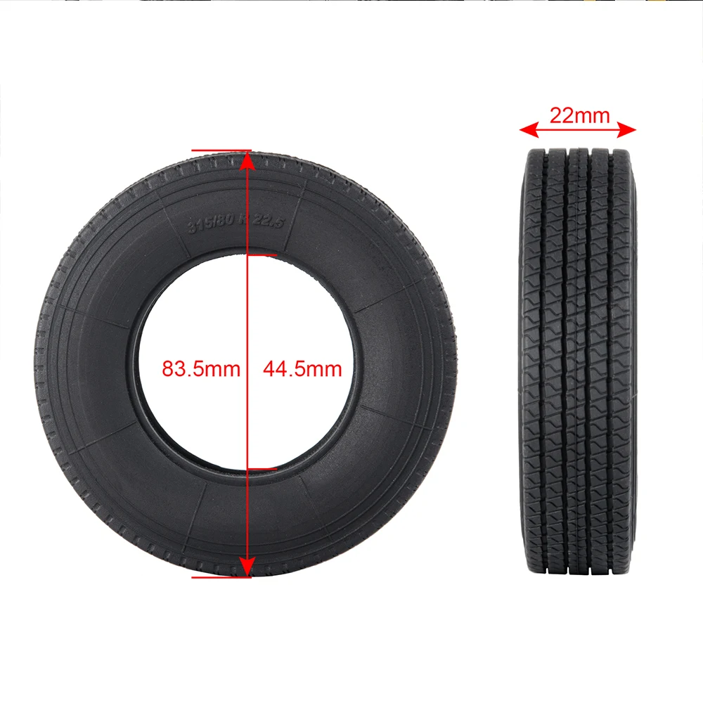 

YEAHRUN 2Pcs Metal Rear Wheel Hub Rims with 4Pcs 22mm Width Black Rubber Tires for 1/14 Tamiya RC Trailer Tractor Truck Car Part