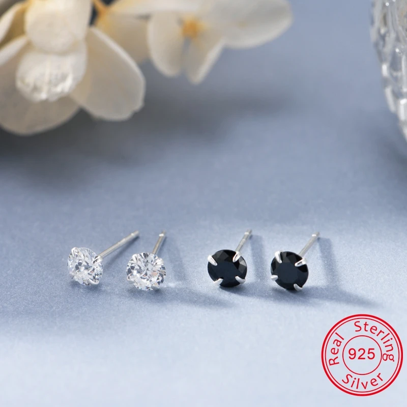 Женские серьги-гвоздики из серебра 925 пробы с фианитом | Украшения и аксессуары