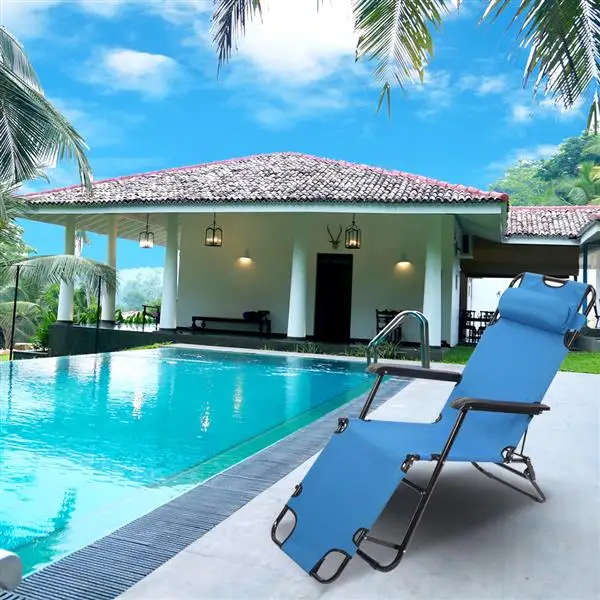 

Recliner Chair Breathable Durable Chair Lounger Portable Folding Extended Recliner Cushion Raised Bed for Garden Beach