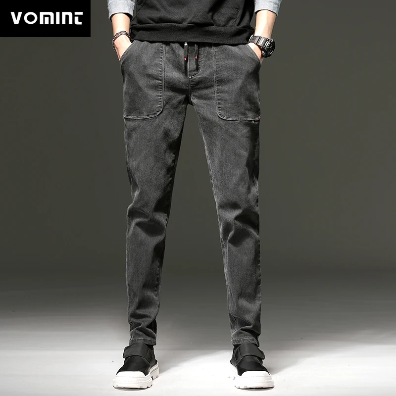 Мужские джинсы в полную длину темно-синие повседневные брюки-султанки из денима