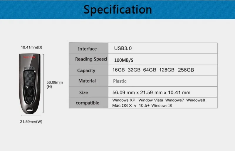 Двойной Флеш-накопитель SanDisk флеш-накопитель USB 3,0 128 ГБ флэш-накопитель 64 ГБ флэш-накопитель USB ключ 32 Гб оперативной памяти, 16 Гб встроенной памяти, флеш-накопитель 256 ГБ U диск 100 МБ/с. для ПК/ТВ