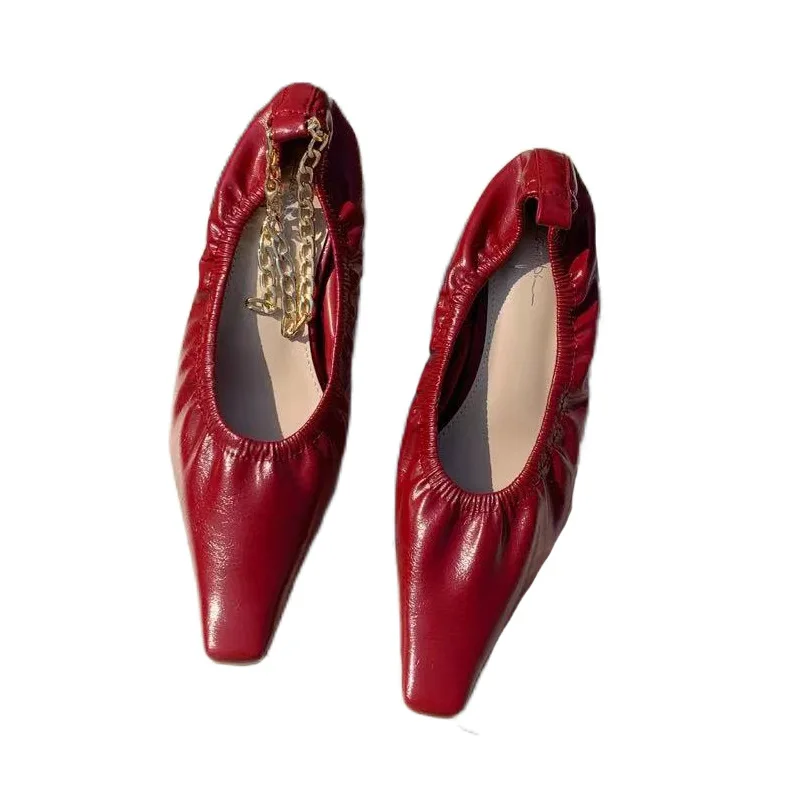 

2021 Spring and Summer New Fashion European and American Style Women's Shoes Slip-on Versatile Metal Square Toe Crystal