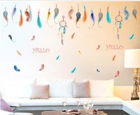 1pc creative hand painted style feather wall sticker diy for dining living room bedroom wall decals door decor hot sale 5070cm