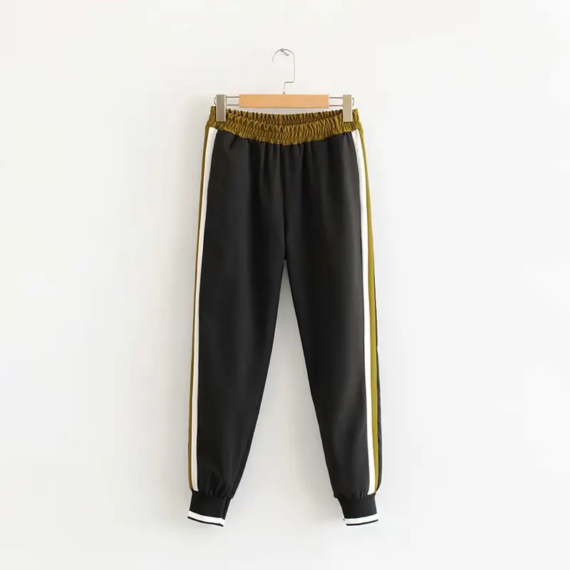 Женский комплект коричневый черный контрастный цвет бейсбольный Бомбер пуловер